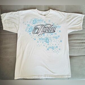 🪴 Hurley Vintage Y2K Men’s White Graphic T-Shirt Large Crew Neck EUC
